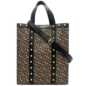 BURBERRY Black Monogram Leather Shoulder Bag